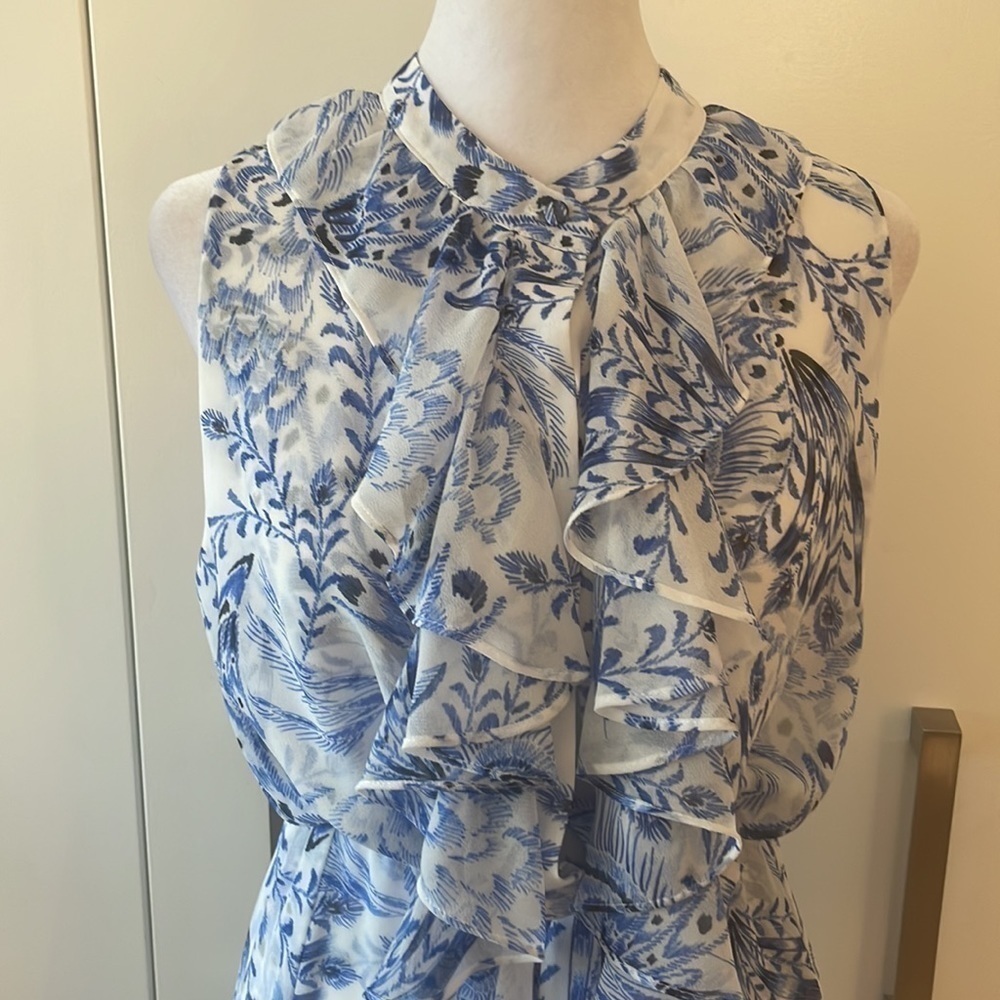 MISA Los Angeles Blue White Sleeveless Maxi Dress XS - Picture 2 of 3